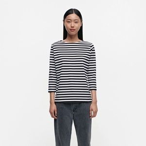 Marimekko 100% cotton jersey knit Ilma striped top - blue